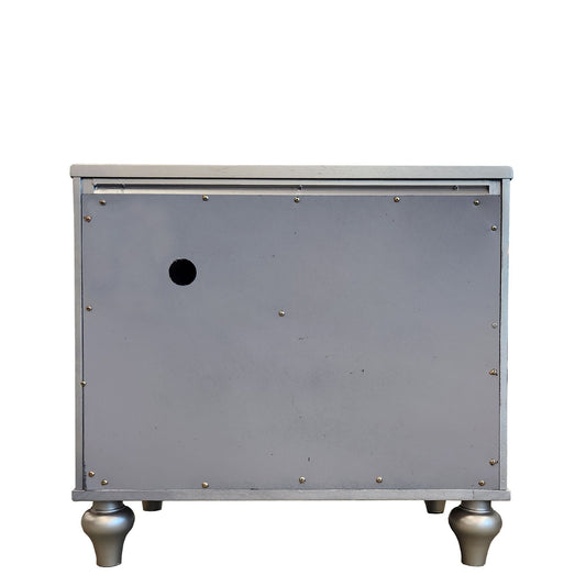 2 Drawer Nightstand With Diamond Patterned Fronts - Silver