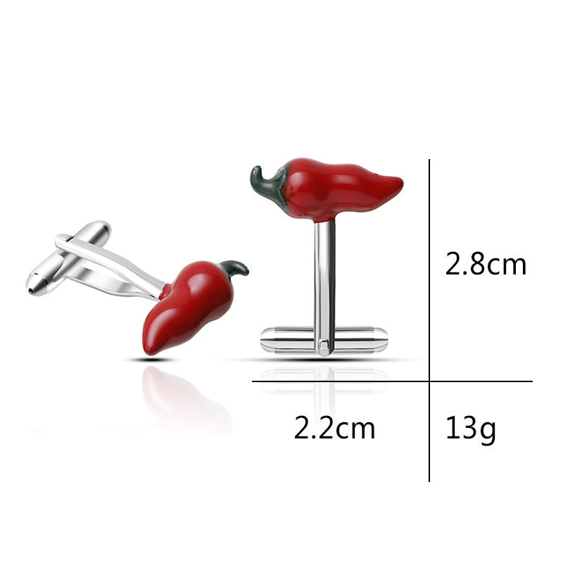 Mens Creative Red Pepper French Cufflinks