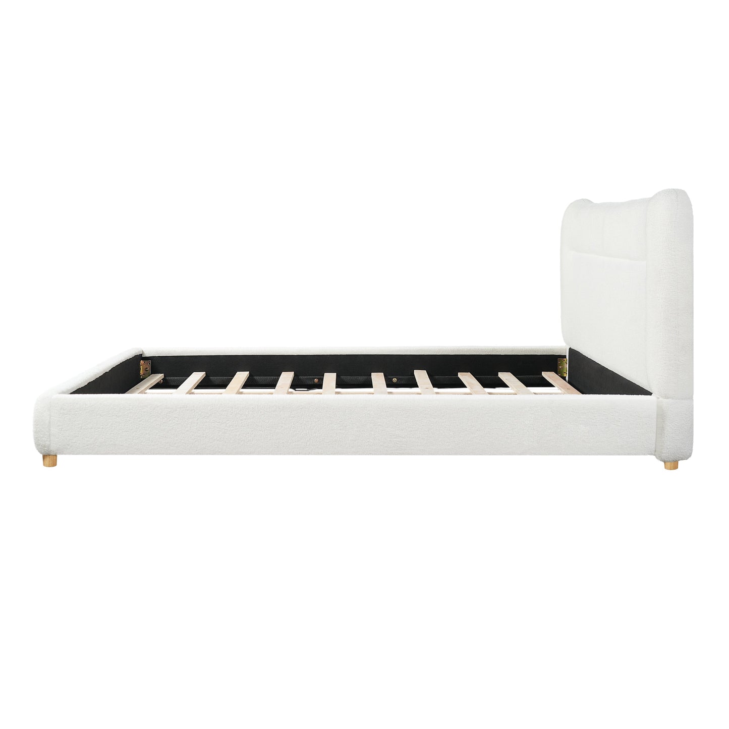 Minimalist Curved Headboard Teddy Bear Plush Bed - King