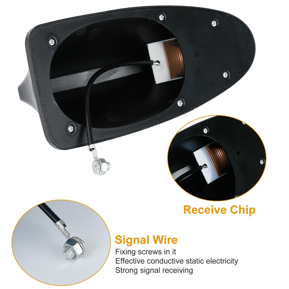 Car Shark Fin Antenna Cover Waterproof Signal Car Antenna Replacement w/ Adhesive Tape Base Fits for Universal Auto Cars Ford Van Truck Jeep SUV