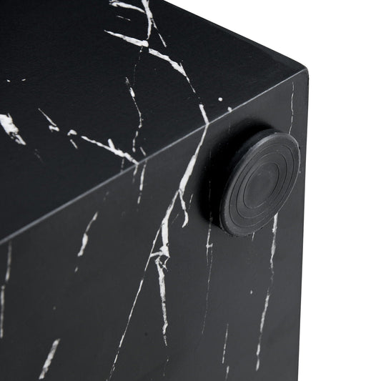Luxurious Marble Texture Coffee Table Cube Design Elegant Living Room Accent - Black