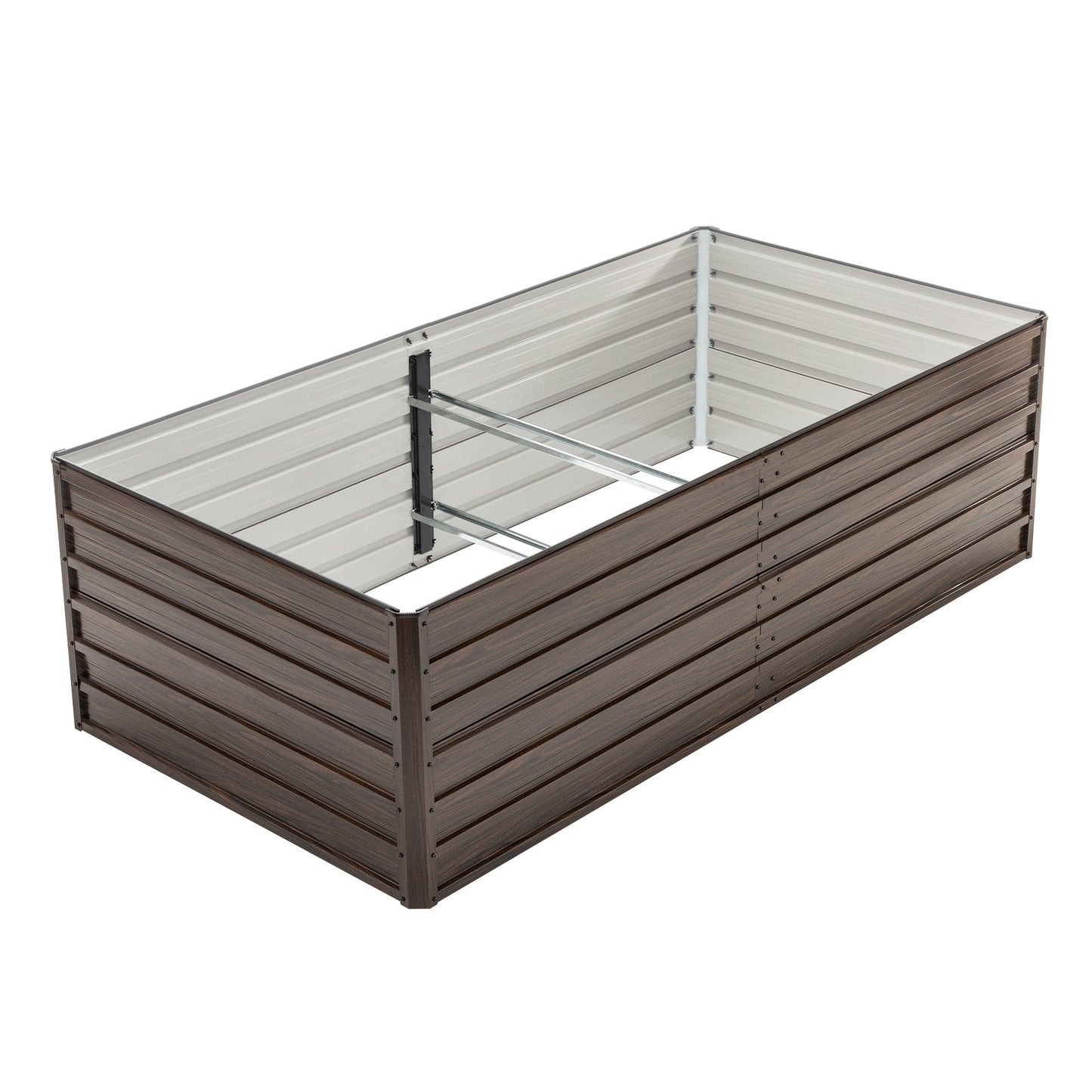 Woodgrain Aesthetic & Metal Strength: 8x4x2FT Galvanized Raised Garden Bed Kit