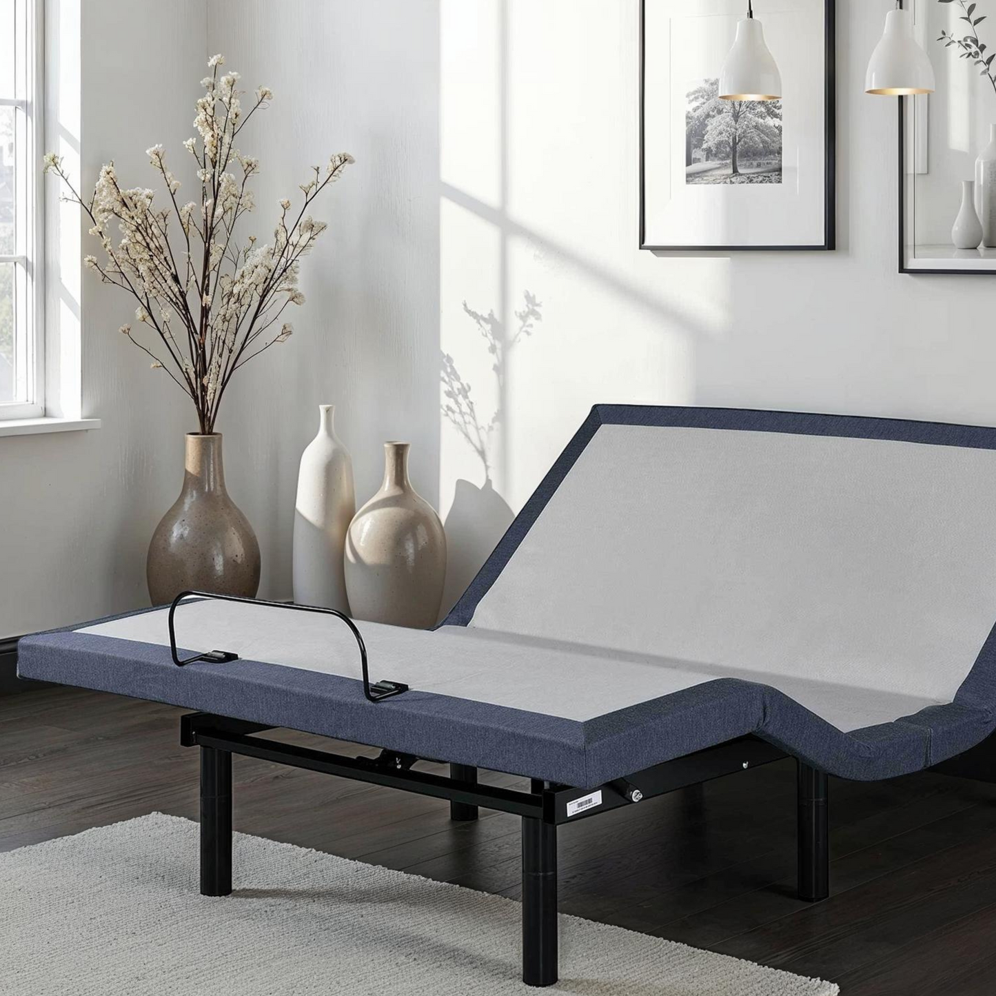 Queen Adjustable Bed Base with Vibration Modes and Adjustable Positions