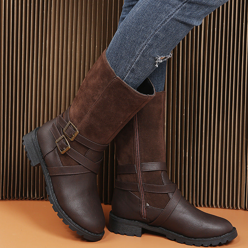 Square Heel Large Size Women's Shoe Low Heel Casual Foot Belt
