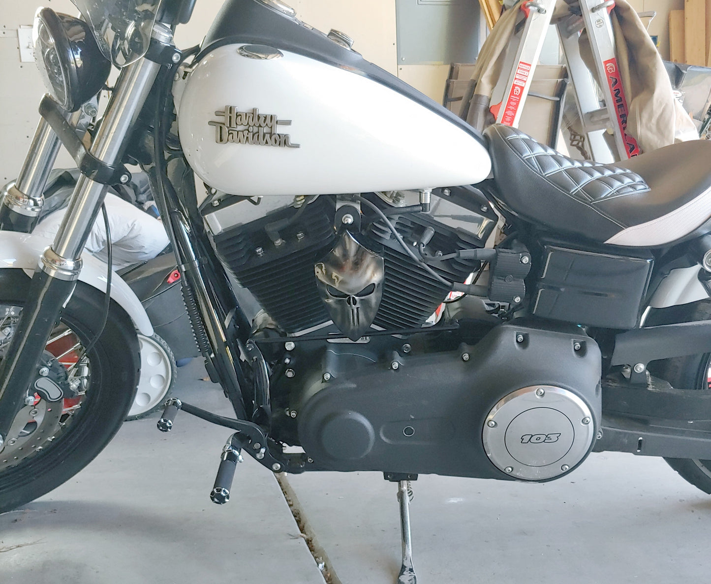 Custom Harley horn 3D Punisher with ghosted American flag Air Force logo