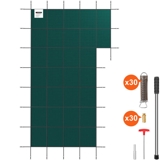 Inground Pool Safety Cover, 20 ft x 38 ft Rectangular with Right Step