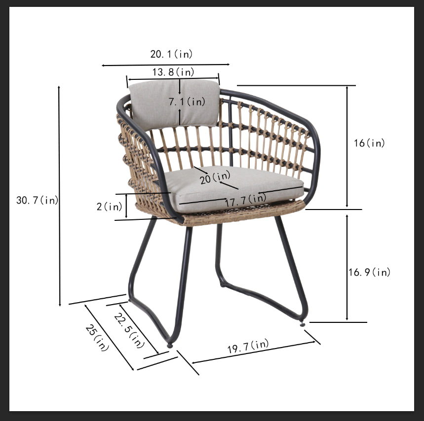 7-Piece Outdoor Wicker Dining Set with Wood-Plastic Composite Board Table