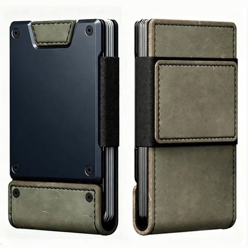 Metal And Leather Pull-Out Mens Wallet