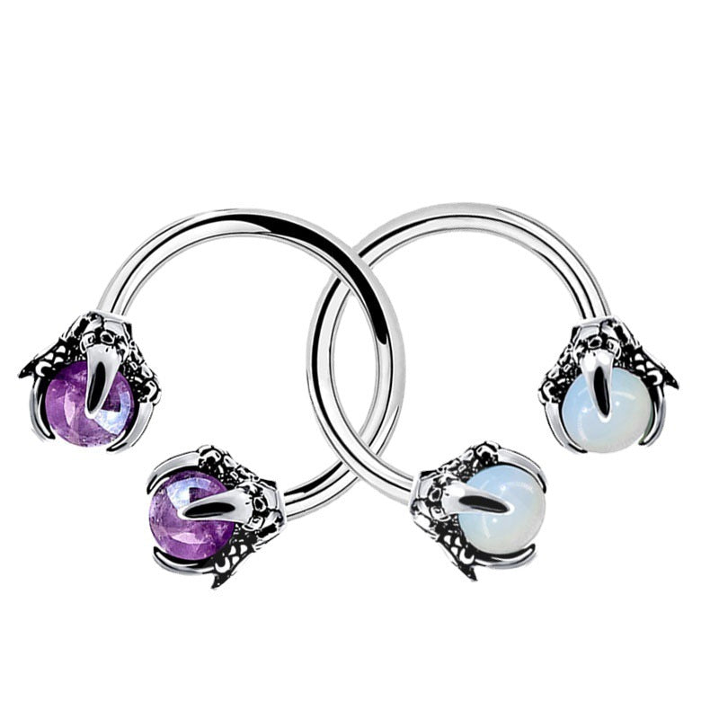 Dragon Claw Nose Ring Ornament Horseshoe Zircon Piercing Jewelry Ornament