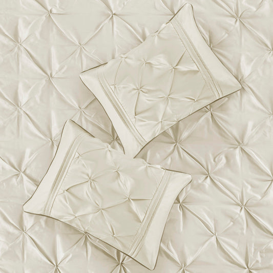 7 Piece Tufted Comforter Set Ivory Queen
