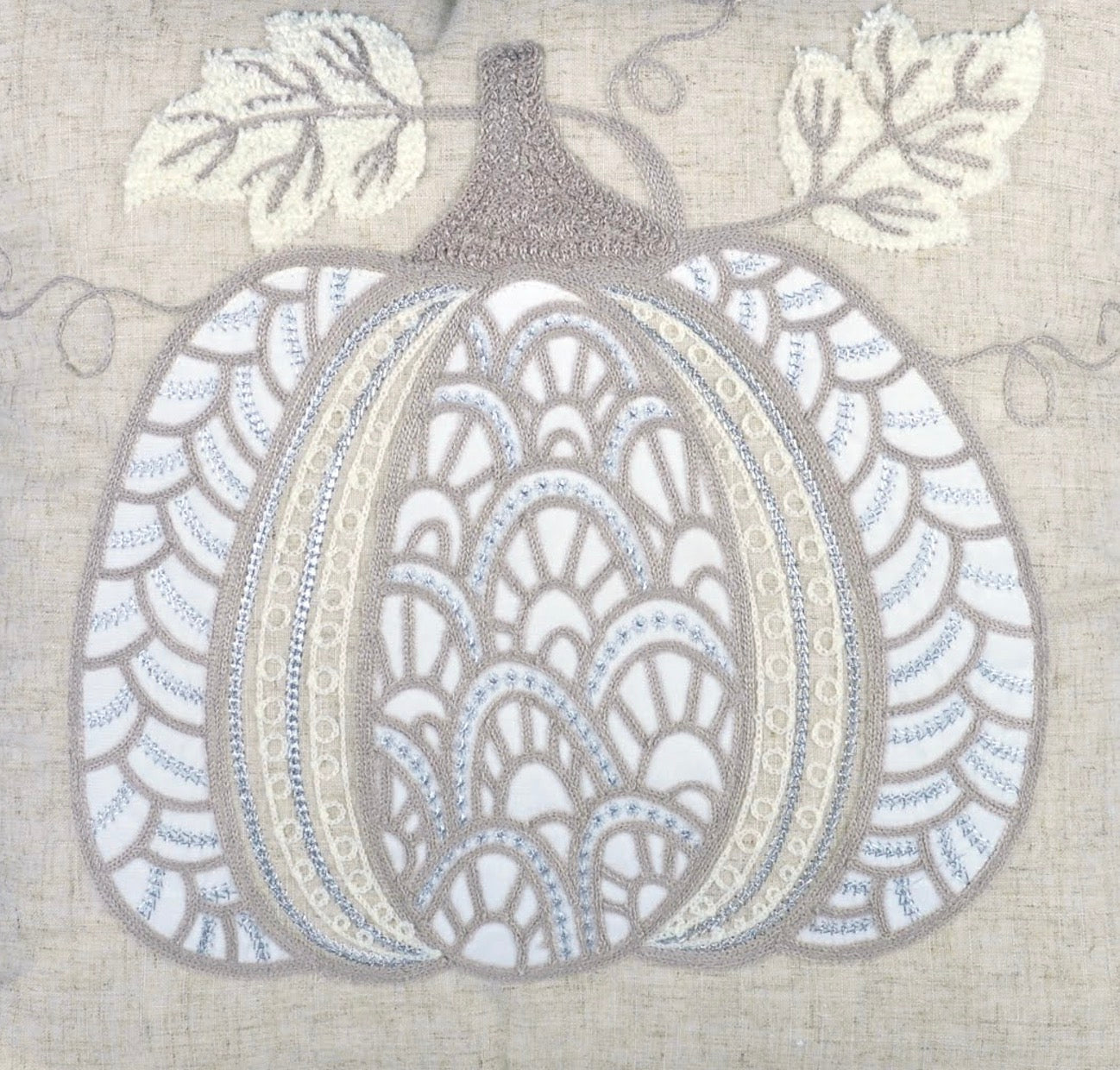 Lace Embroidered Pumpkin Throw Pillow – Set of 2