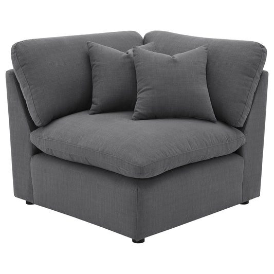 6 Piece Upholstered Modular Sectional Sofa With Reversible Cushions And Ottoman - Charcoal