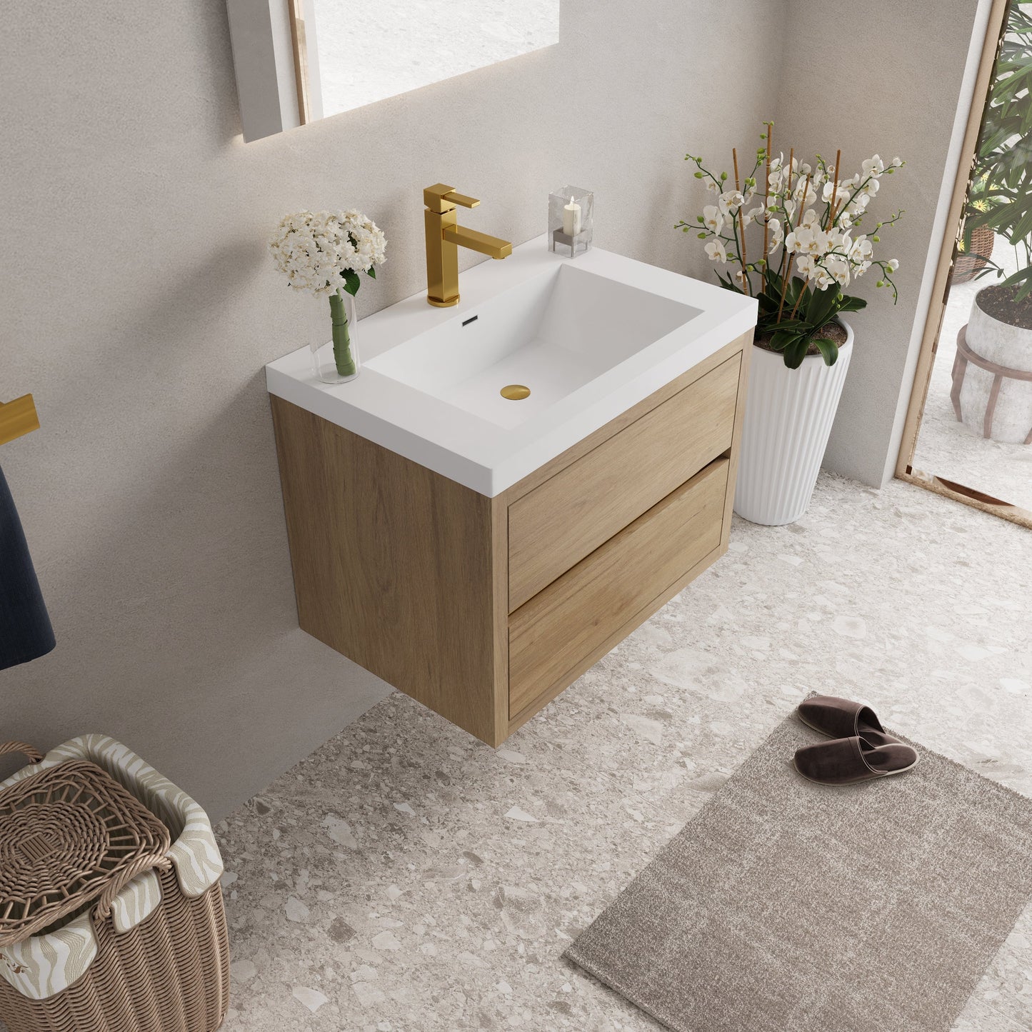 30" Wall-Mounted Bathroom Vanity with Sink, Floating Storage Cabinet