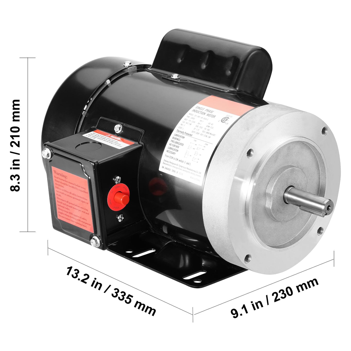 1HP Electric Motor 1725 RPM AC 115V/230V