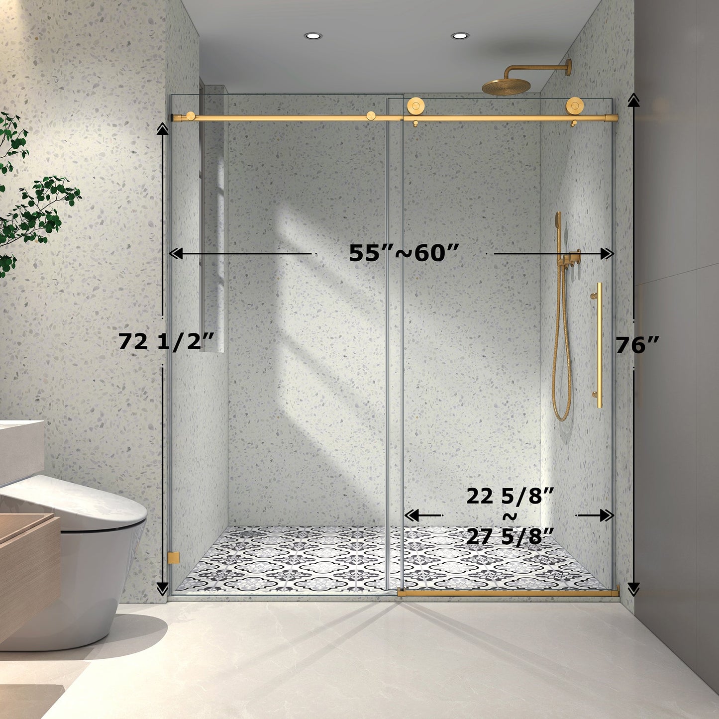 6076 Brushed Shower Door