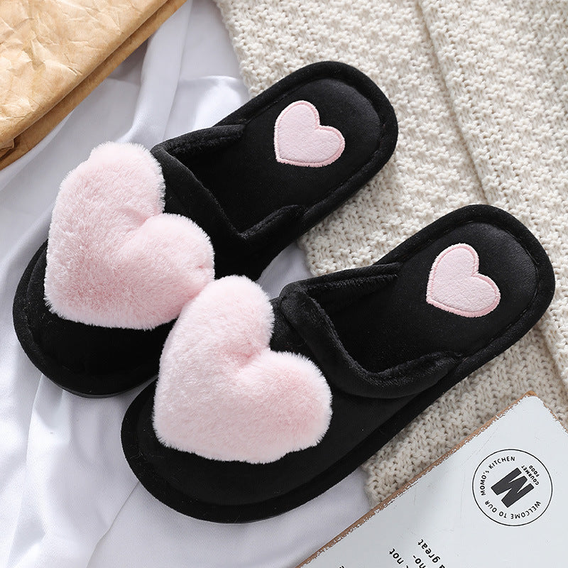 Cute Love Slipper Winter Warm Fluffy Shoes Home Slippers For Valentine's Day