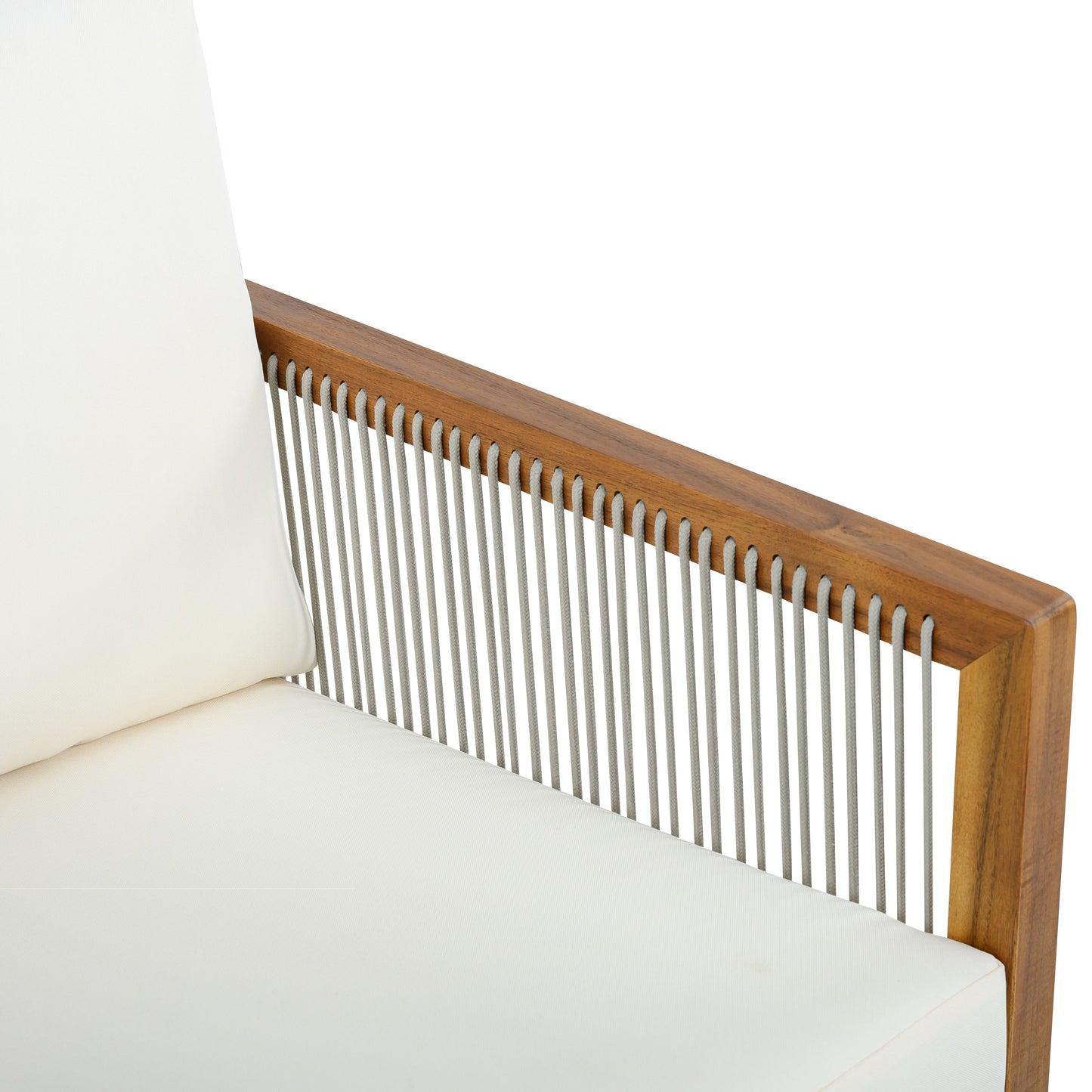 Outdoor Club Chair (Set of 1) - Acacia Wood Frame with Rope Back