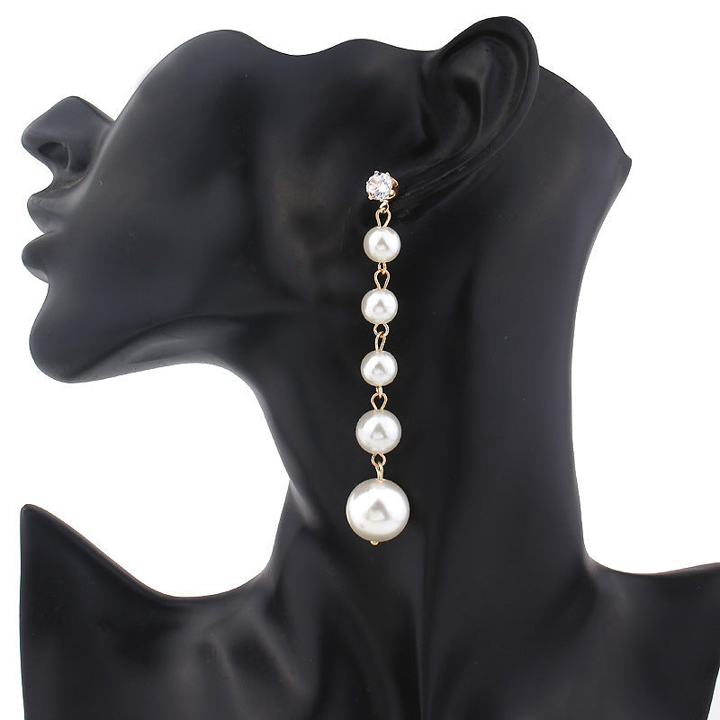 Pearl Long Earrings Multiple Pearls Tassel Drop Earrings