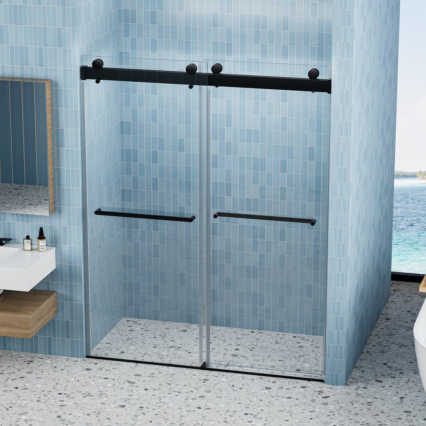 Double Sliding Frameless Soft-Close Shower Door