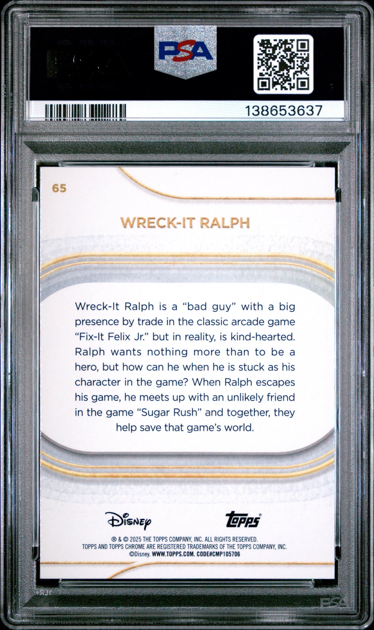 Graded 2025 Topps Chrome Disney Wreck-It Ralph #65 Blue Mini Diamonds #/150 Trading Card PSA 10 Gem Mint