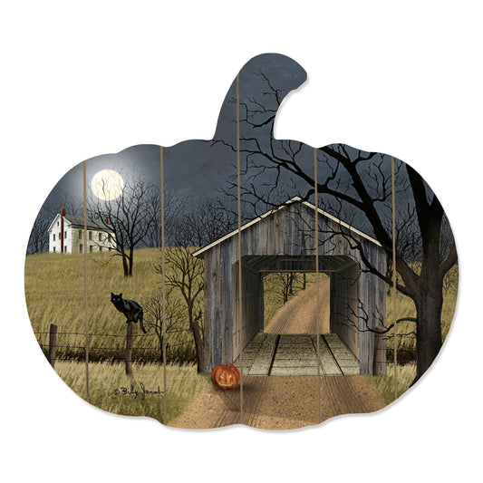 Sleepy Hollow Bridge Printed Wooden Pumpkin Wall Art