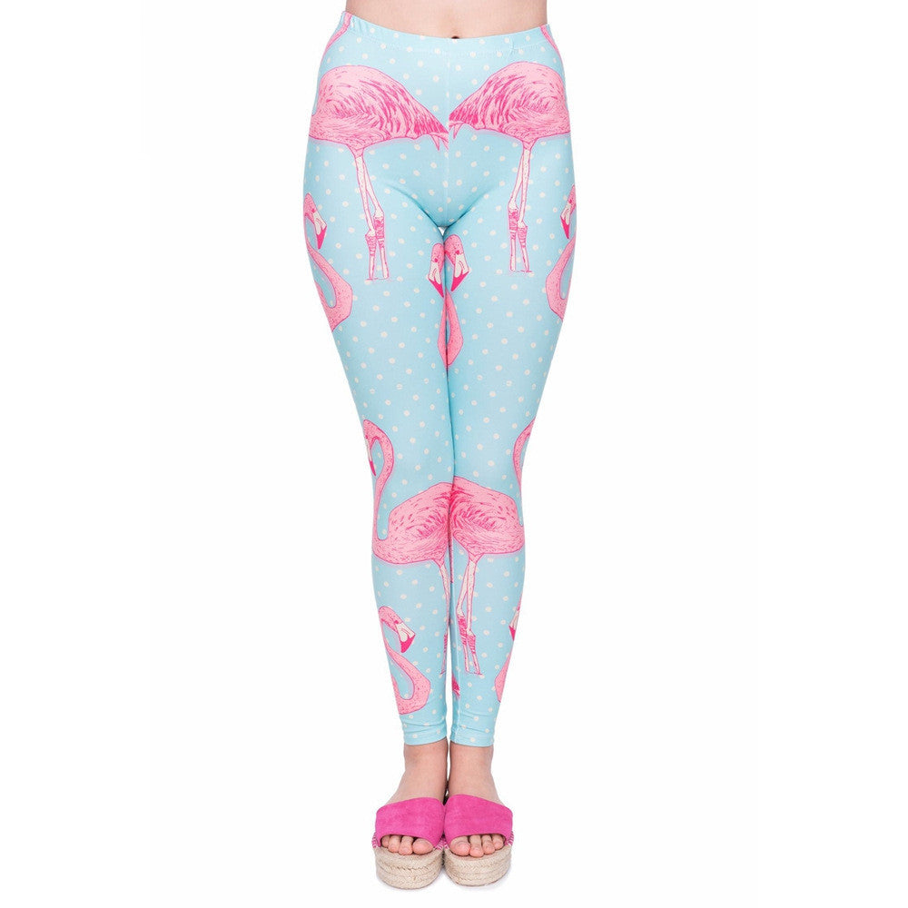 Flamingo blue European and American printed pants