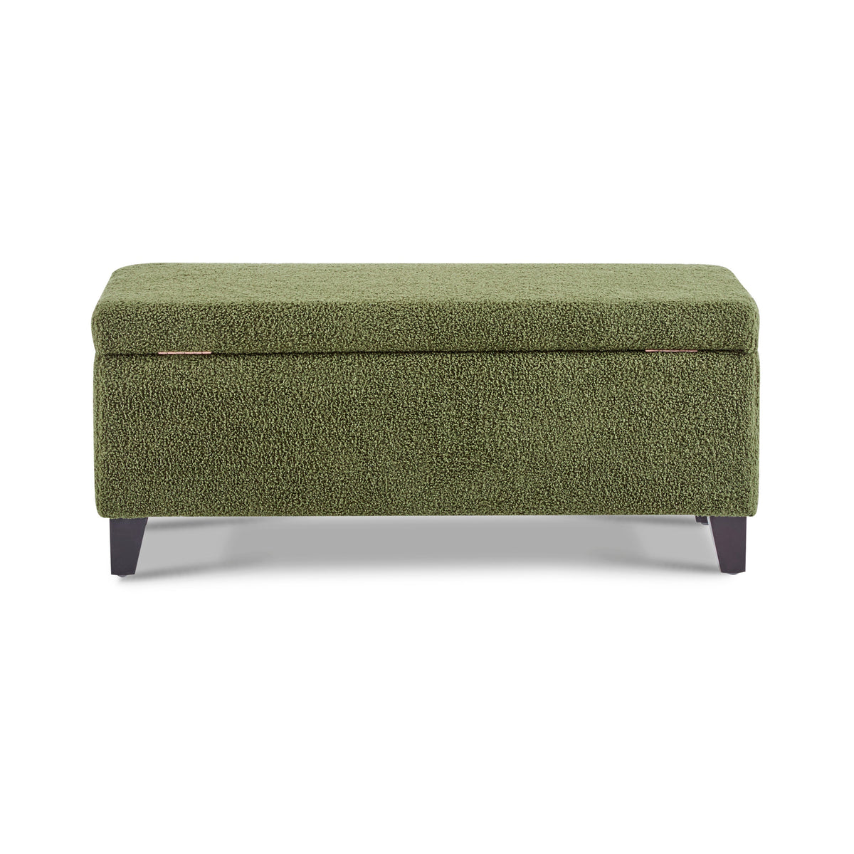Storage Ottoman with Flip-Top Lid, Easy Assembly, Boucle Fabric & Rubber Wood Legs