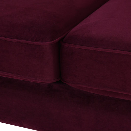 Jack 84" Modern Tuxedo Tufted Sofa, Burgundy Velvet