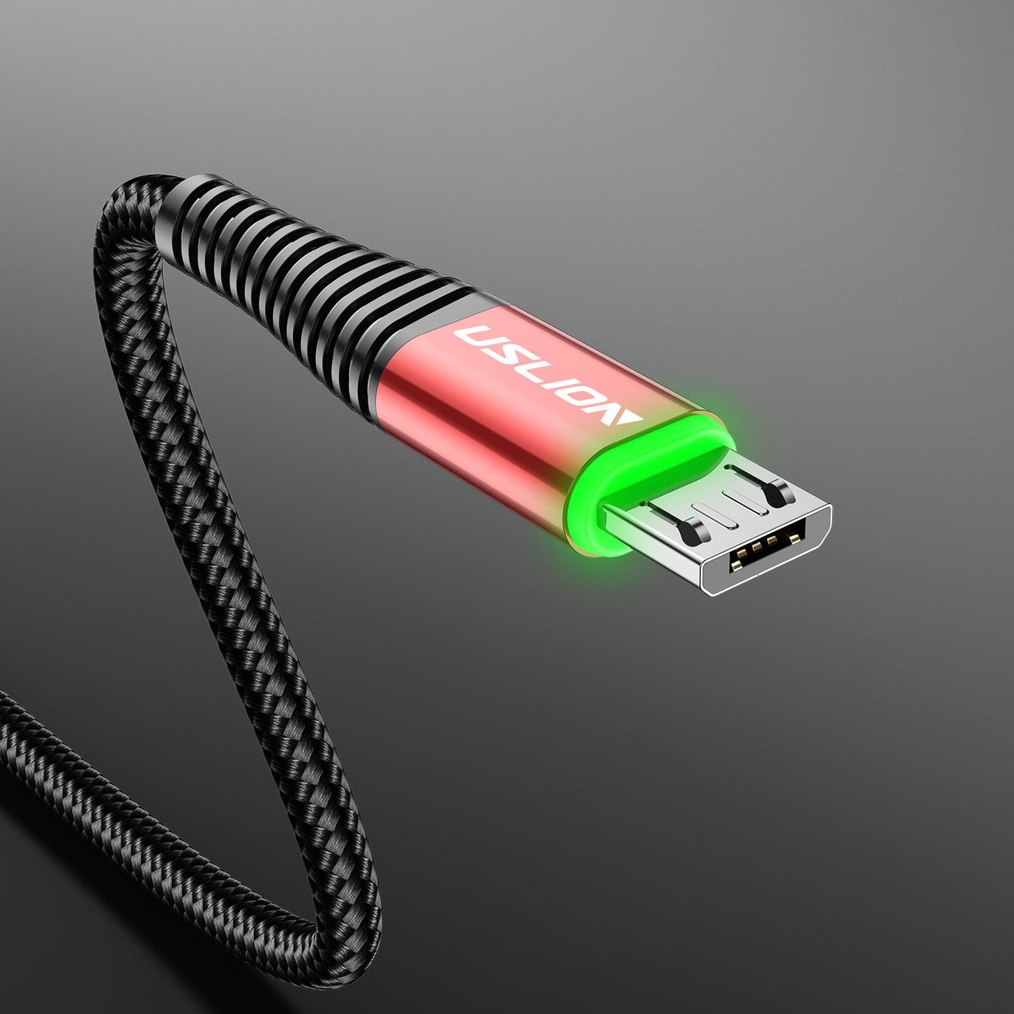 Android Micro USB Charging Cable with LED Green Light - 3A Fast Charge for Mobile Devices