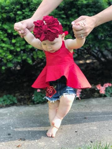 European And American Hot Selling Girls Sling Strapless Top Rose Denim Ripped Shorts Suit