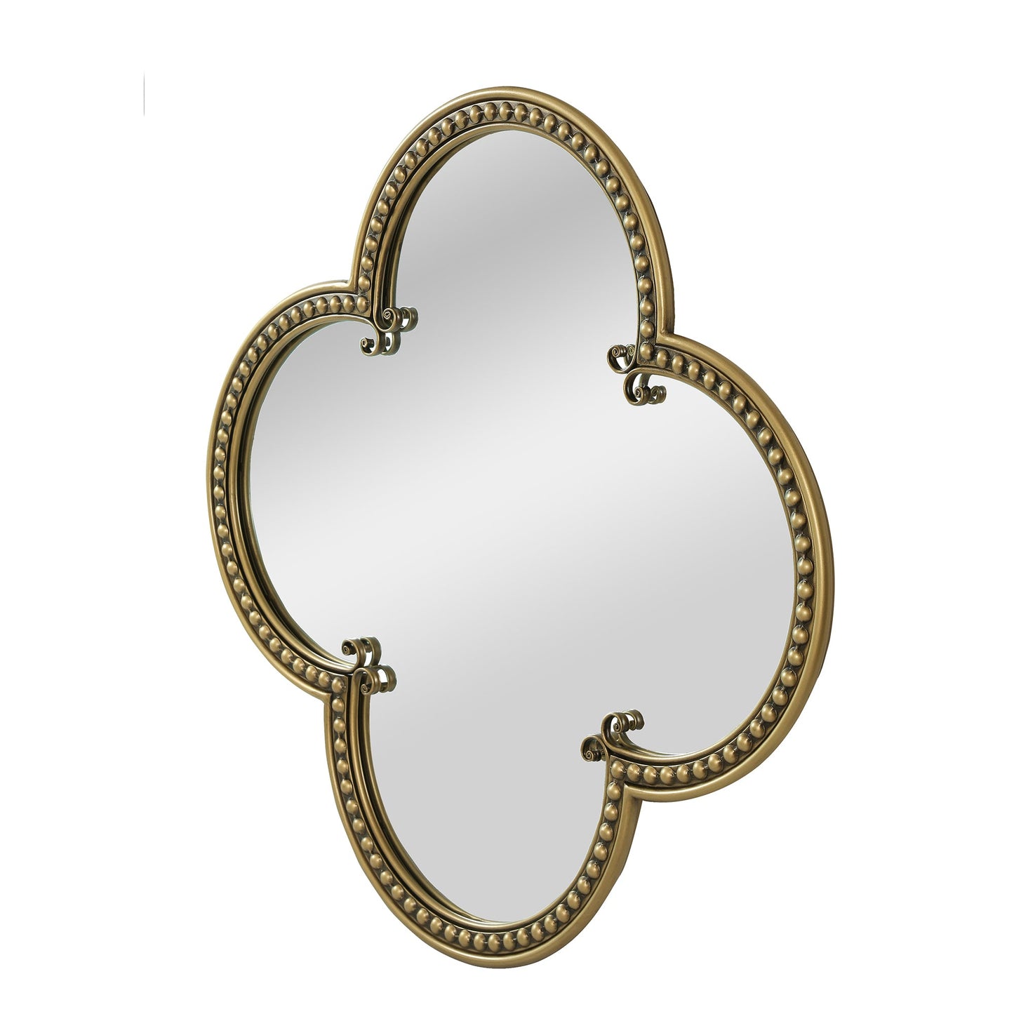 Quatrefoil Mirror with Large Beaded Metal Frame