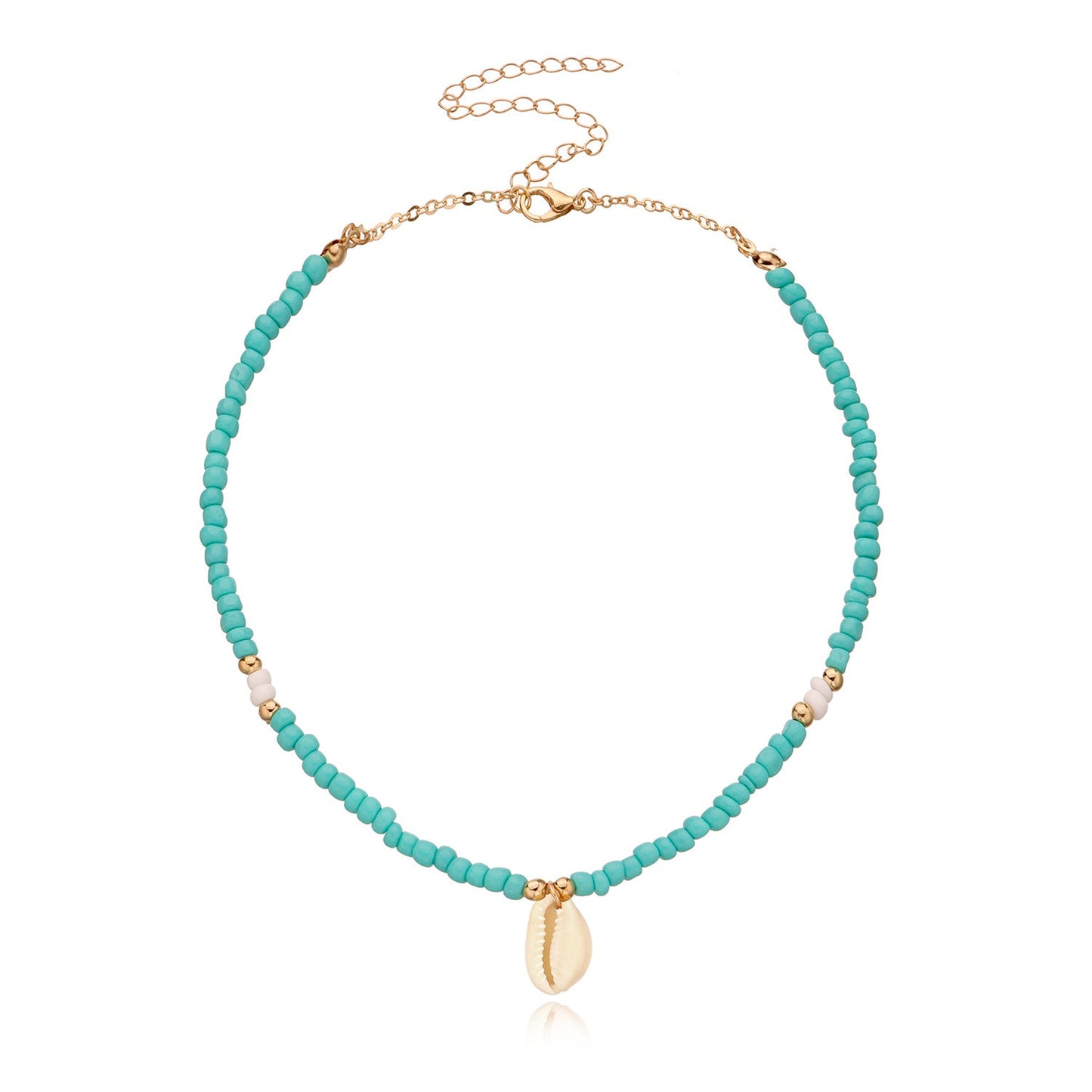 Blue Coconut Sea Shell Conch Pendant Necklace