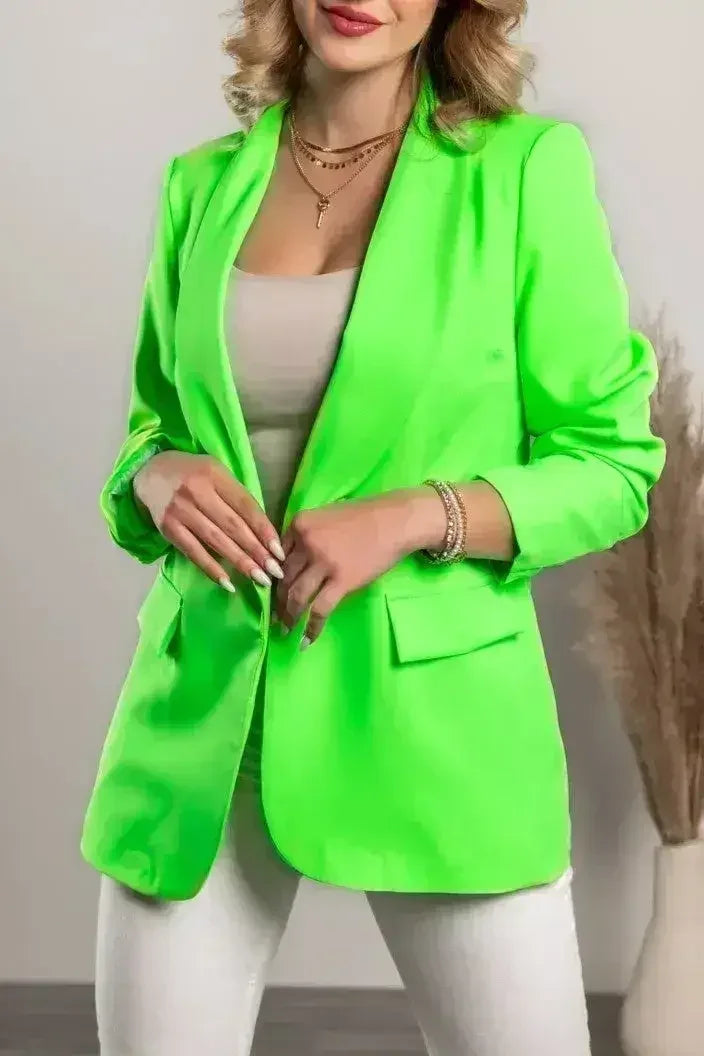 Turina Neon Zelen Daljši Blazer - Italijanska Kakovost | Femstylo