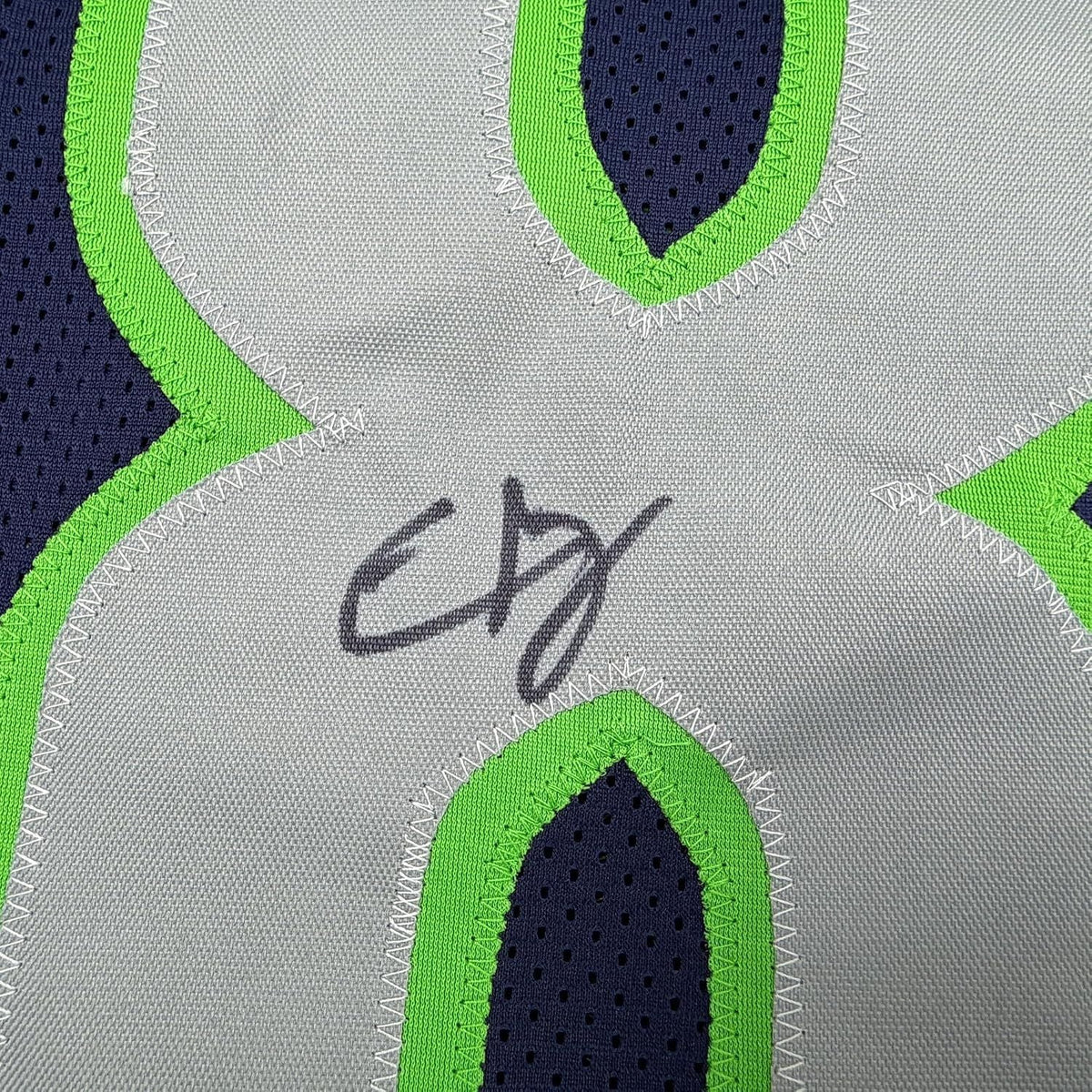Framed Autographed/Signed Elijah Arroyo 35x39 Seattle Navy Blue Football Jersey JSA COA