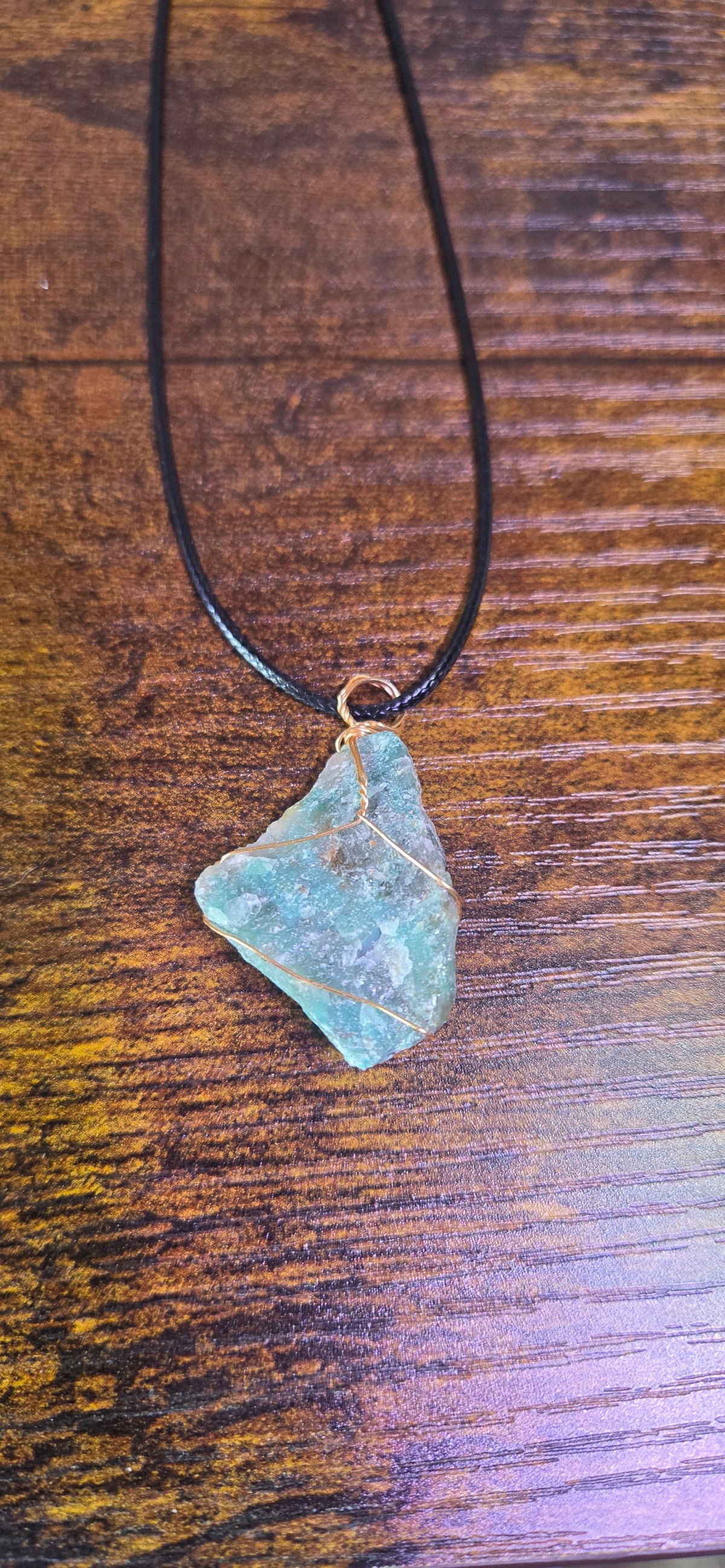 Wire Wrapped Prehnite Pendant Necklace