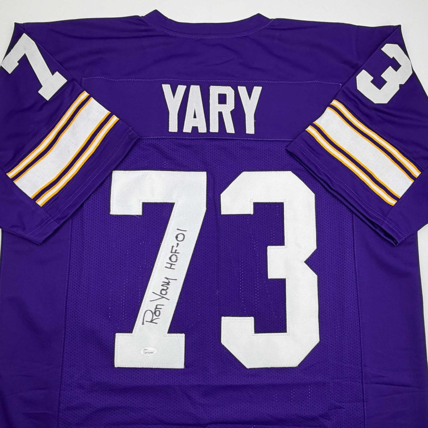 Autographed/Signed Ron Yary HOF 01 Minnesota Purple Football Jersey JSA COA