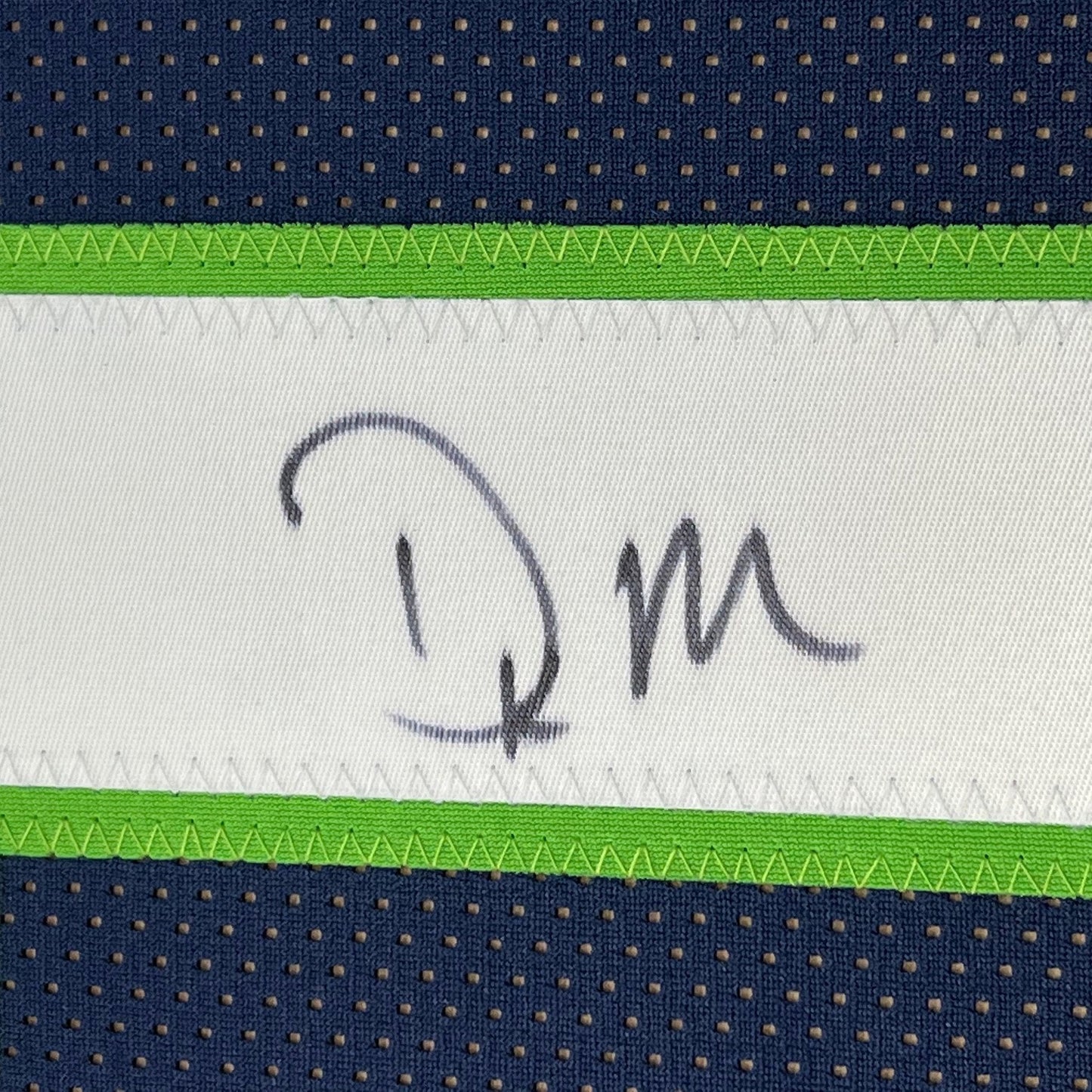 Framed Autographed/Signed DK D.K. Metcalf 35x39 Seattle Blue Football Jersey JSA COA #2