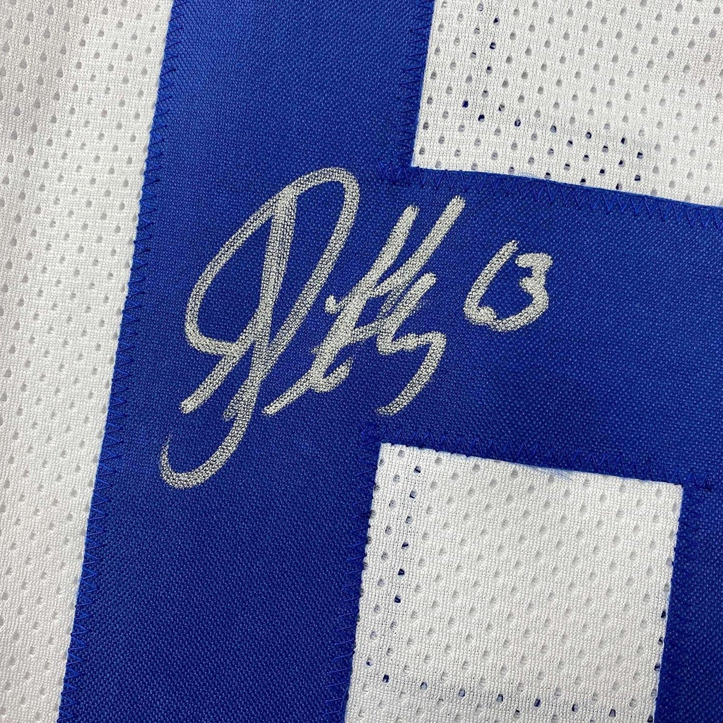 Framed Autographed/Signed Jeff Saturday 35x39 Indianapolis White Football Jersey JSA COA