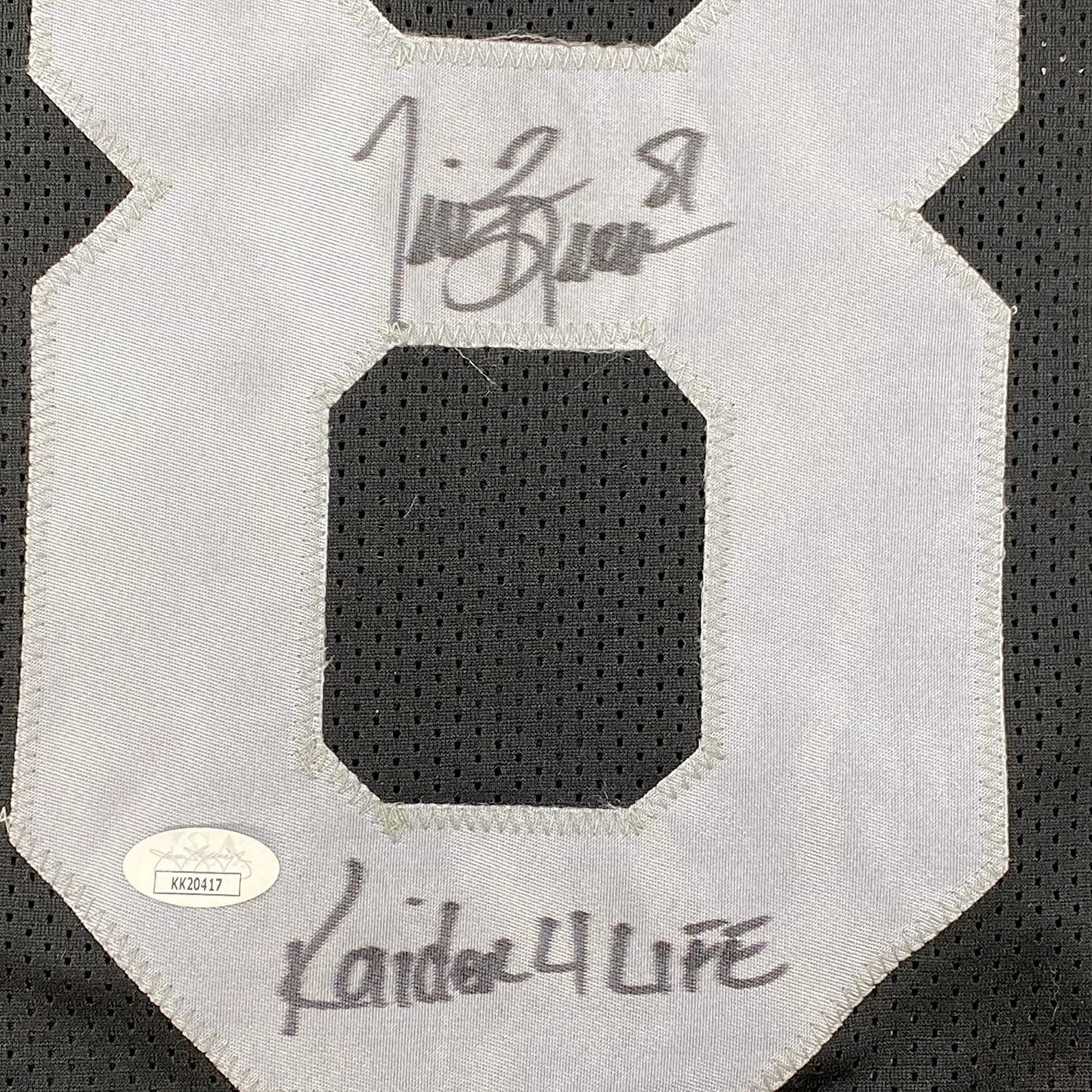 Framed Autographed/Signed Tim Brown 35x39 Raider 4 Life Oakland Black Football Jersey JSA COA
