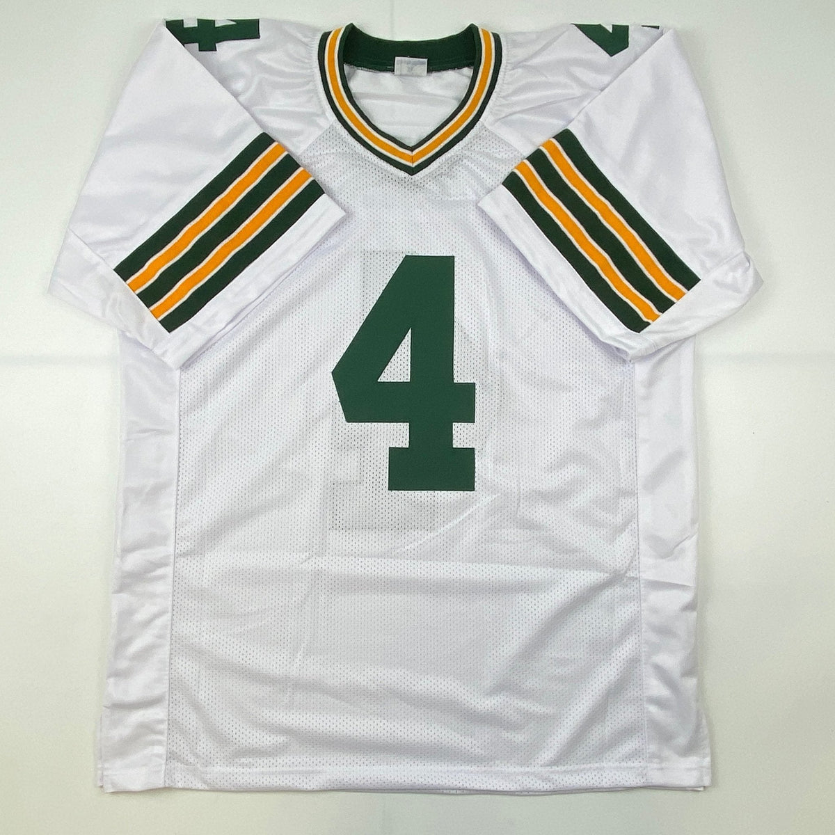 Autographed/Signed Brett Favre Green Bay White Football Jersey Favre Hologram COA