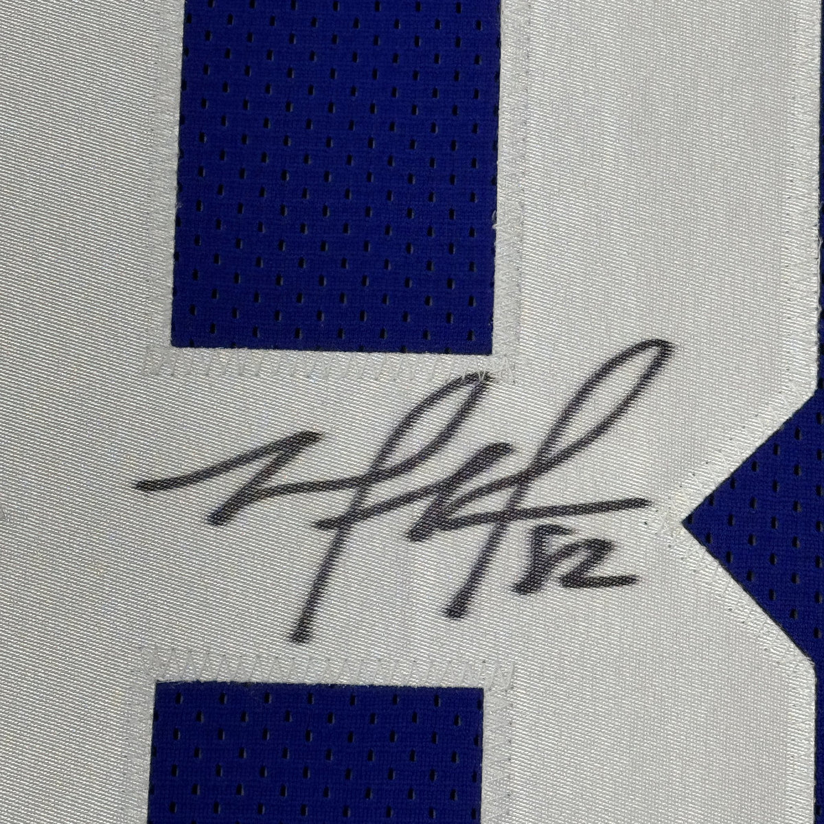 Framed Autographed/Signed Mario Manningham 35x39 New York Giants Blue Football Jersey JSA COA