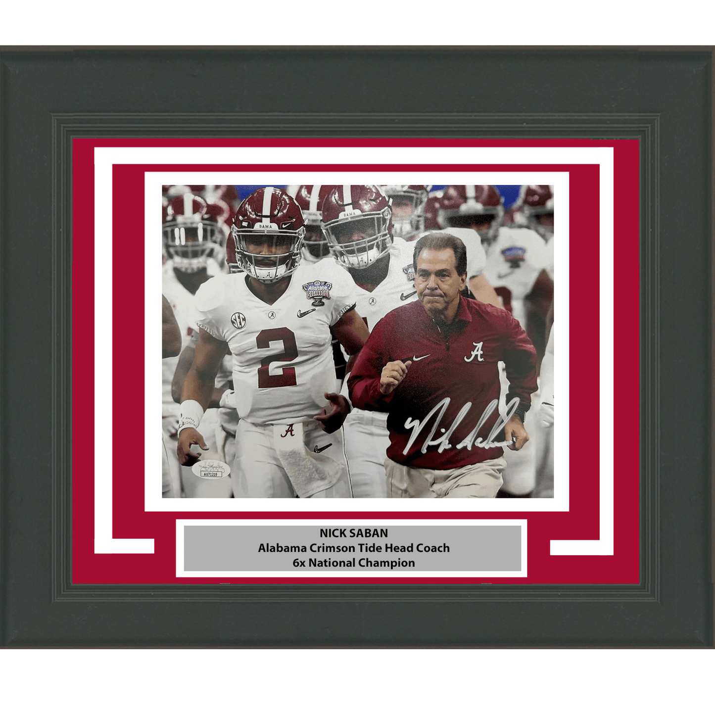 Framed Autographed/Signed Nick Saban Alabama Crimson Tide 8x10 College Football Photo JSA COA #4