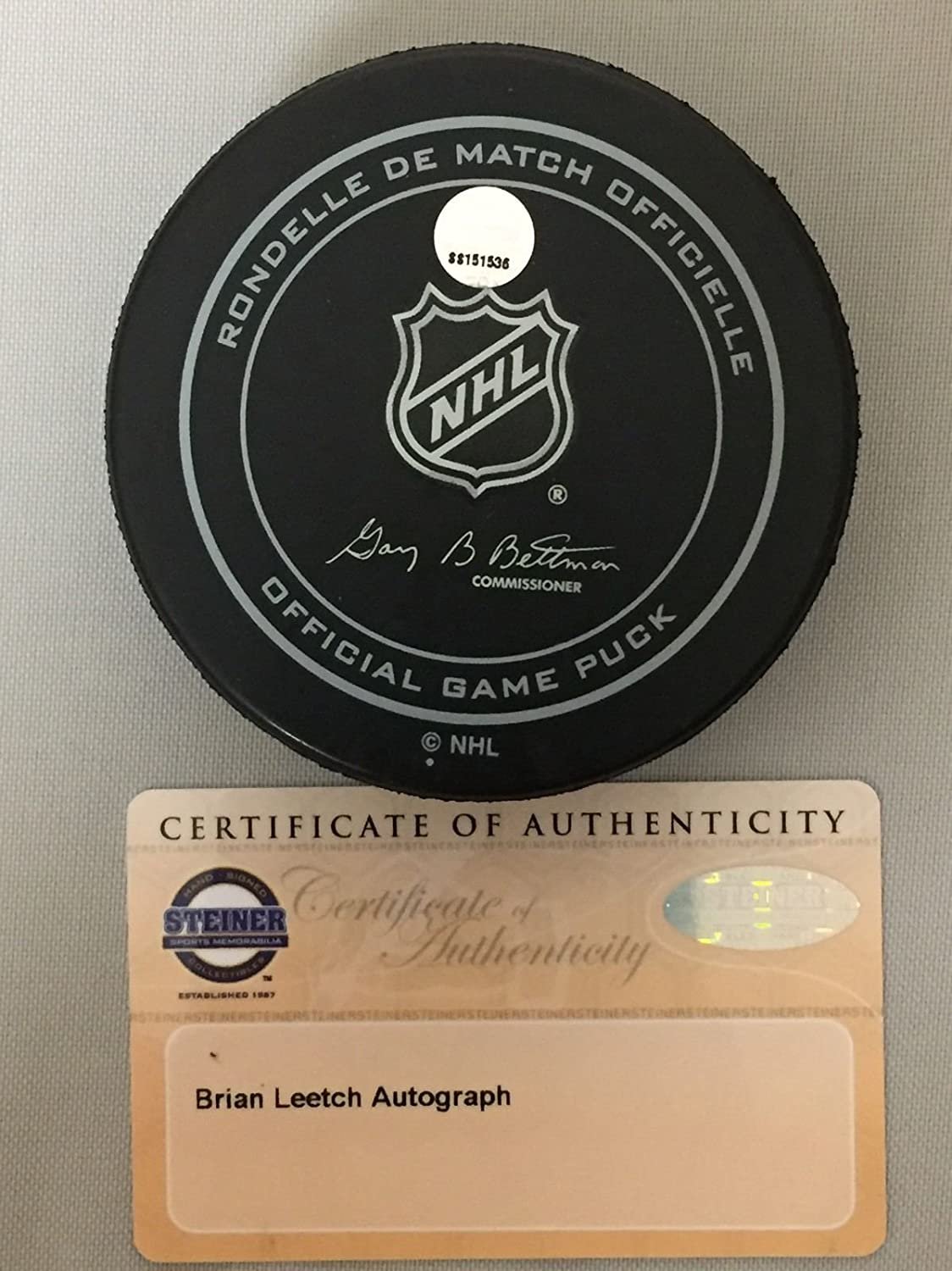 Autographed/Signed Brian Leetch HOF 09 New York Rangers Official Game Hockey Puck Steiner Sports COA