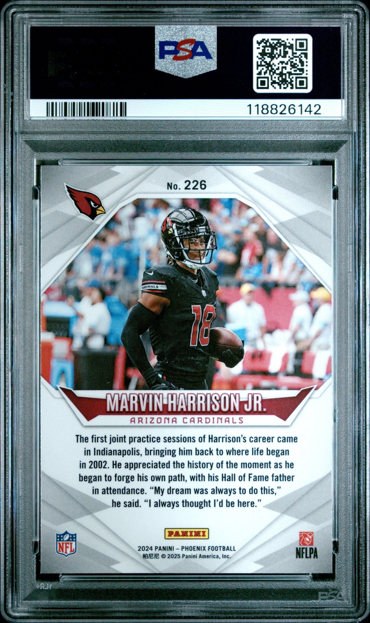 Graded 2024 Panini Phoenix Marvin Harrison Jr #226 Ice Rookie RC Football Card PSA 10 Gem Mint