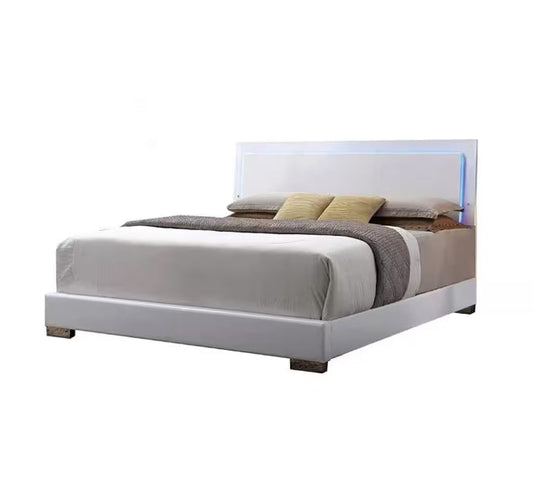 Lorimar White Faux Leather Panel Bed