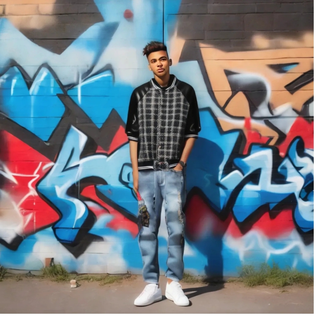 Trendy Urban streetwear Embroidered Frayed Men's Blue Jeans