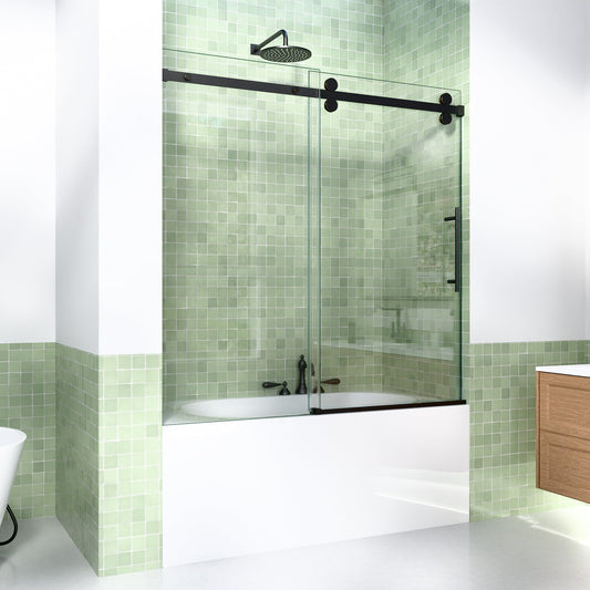 56-60"W x 60"H Frameless Sliding Tub Shower Door Enclosure, Matte Glass