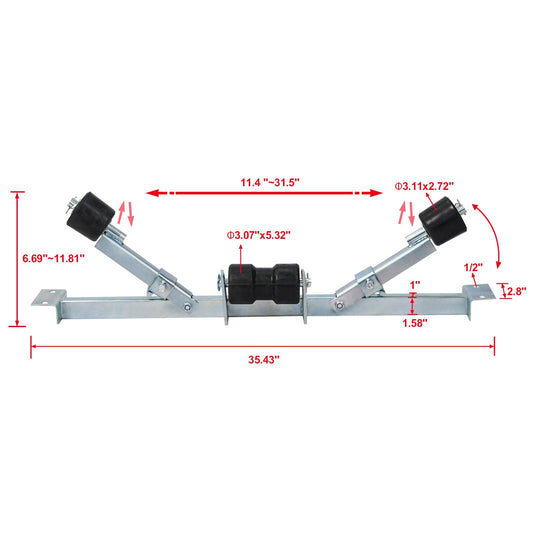 Heavy Duty Boat Trailer Support Bracket with Keel Rollers