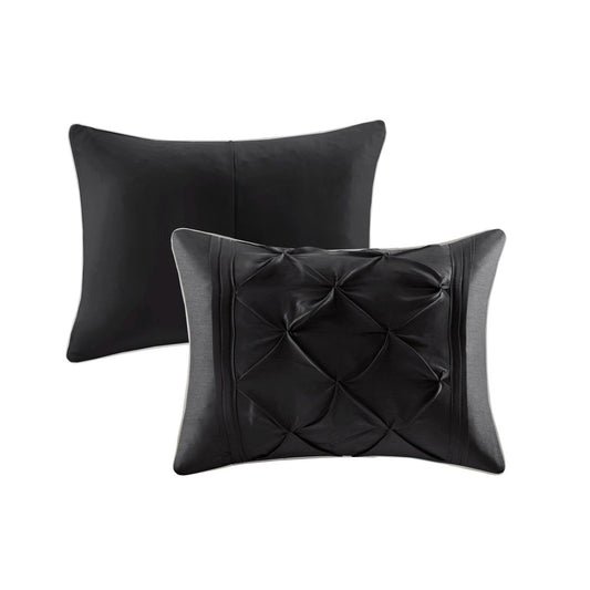 7 Piece Tufted Comforter Set Black California King