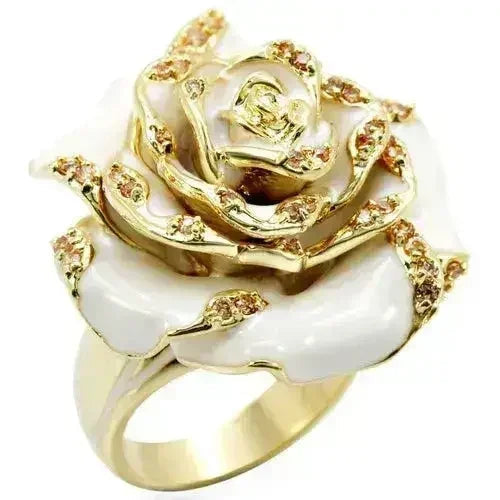 1W040 - Gold Brass Ring with AAA Grade CZ in Champagne